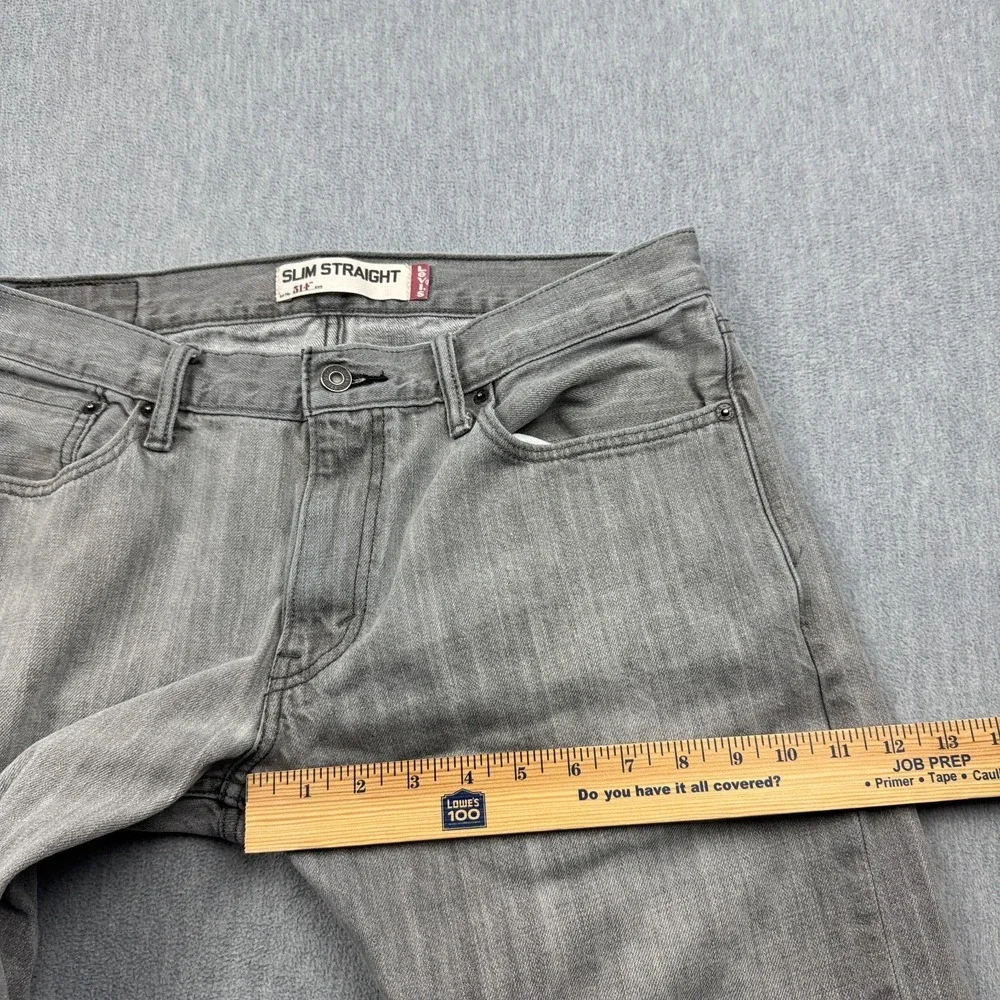 Levis 514 Jeans Men 34x30 Gray Slim Straight Fit Classic Pockets Stretch Zip Fly